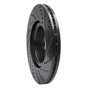 Volvo S80 Brake Rotor (1) - Front Left - R1 Concepts - Drilled & Slotted - Black - `07-`16